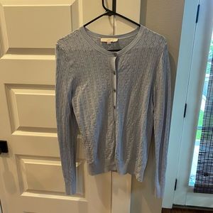LOFT light blue button down sweater M